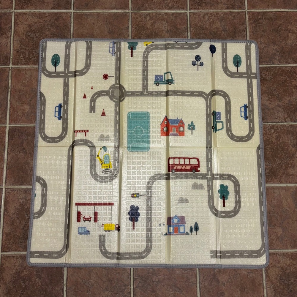 Unbranded Reversible Foam Play Mat Kids 45x45 Cream City Road Bears